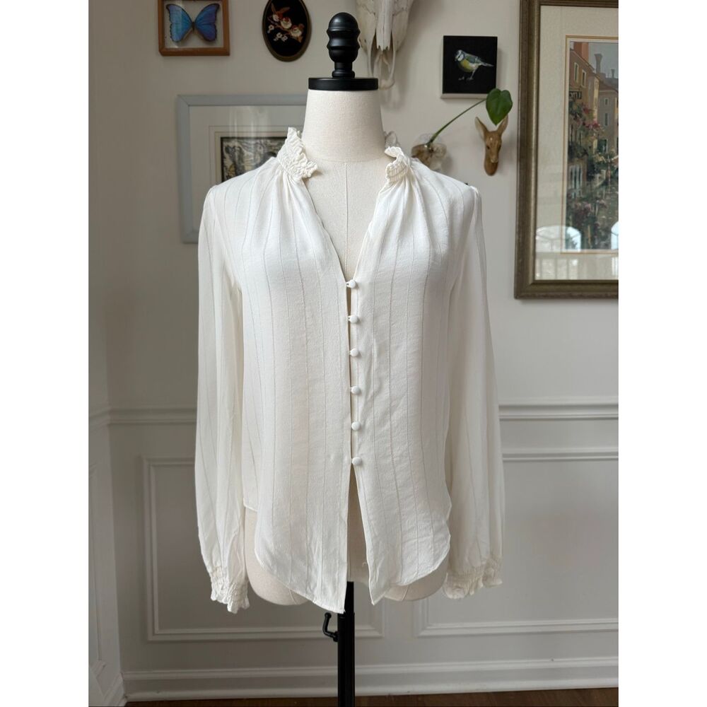 Intermix Ivory 100% Silk Voile Blouse $306 S